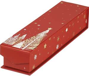Product image Rectangular cardboard box of chocolates, 1 row, red/white/gold hot foil stamping, magnetic closure