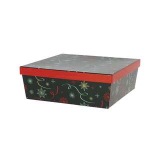 Product image Stackable square cardboard Christmas green box with lid