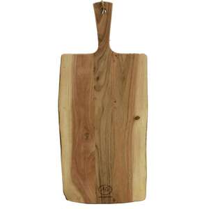 Product image Natural acacia cutting board with handle and cord.