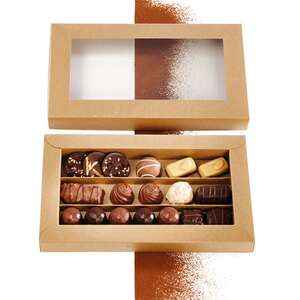 Product image Rectangular cardboard box for chocolates, 3, 4, or 5 rows, Kraft paper