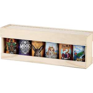 Product image Pine wood crate for 6 x 33cl cans with sliding mechanism