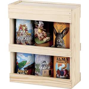 Product image Pine wood crate for 6 x 33cl cans with sliding mechanism