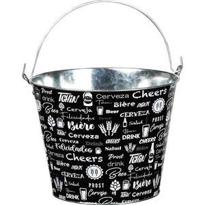 Product image Black/white metal bucket with beer decoration