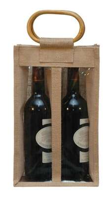 Product image Jute bottle bag for 2 bottles 75 cl+ window