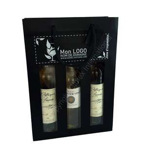 Product image Kraft bag MAT BLACK with window for 1, 2 and 3 bottles Customization possible)