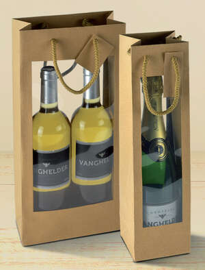 Product image Kraft Bag 1 and 2 bottles DOUBLE WINDOW