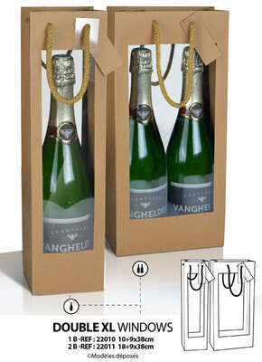 Product image Kraft Bag 1 and 2 bottles DOUBLE WINDOW