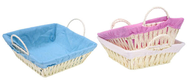 Product image Pack of 3 Rectangular basket in paper rope + handles