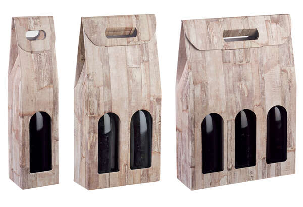 Product image Cardboard box WOOD pattern 1,2,3 bottles