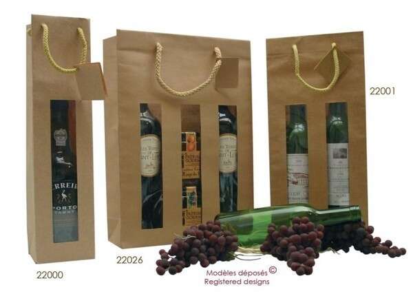 Product image Kraft bag for 1, 2 or 3 bottles (Customization possible)