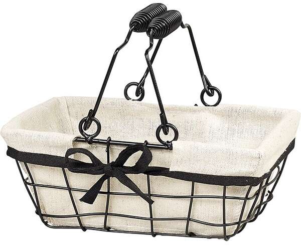 Product image Black metal basket with fabric lining