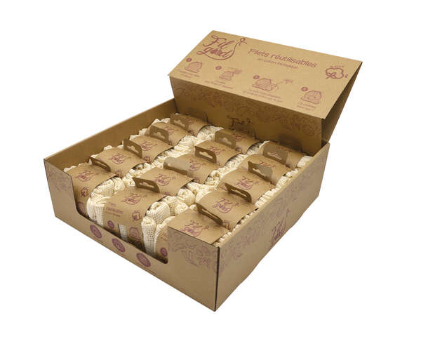 Product image boxes of organic cotton mesh bags