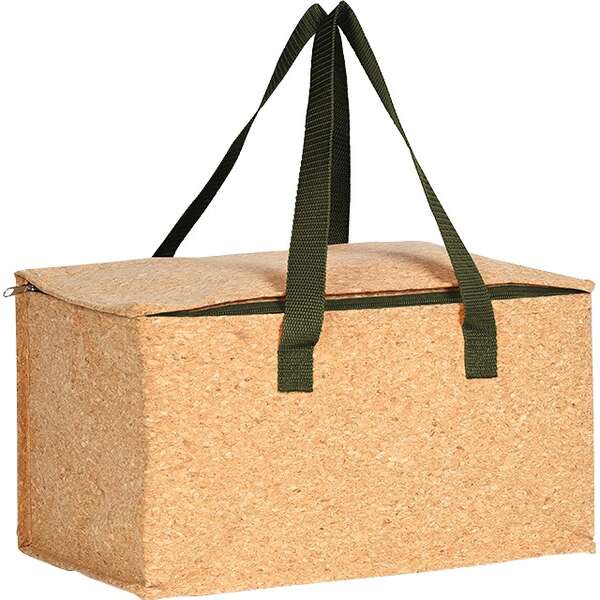 Product image Cork rectangular isothermal cooler bag, 2 green straps 