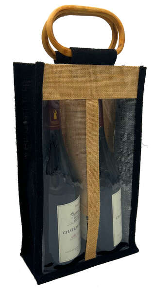 Product image Jute bag for 2 75cl bottles with window