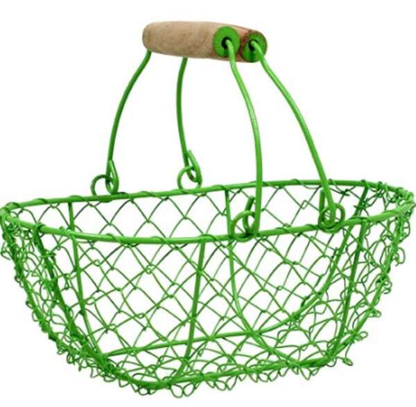 Product image Green Oval Basket With Folding Handles