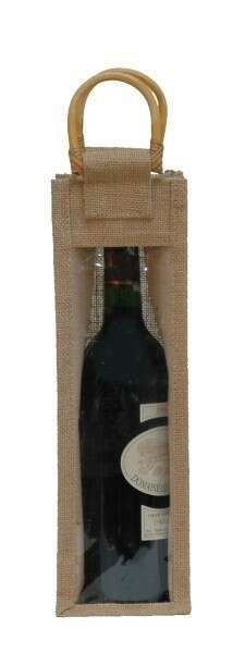 Product image Jute bottle bag for 1 bottle with window