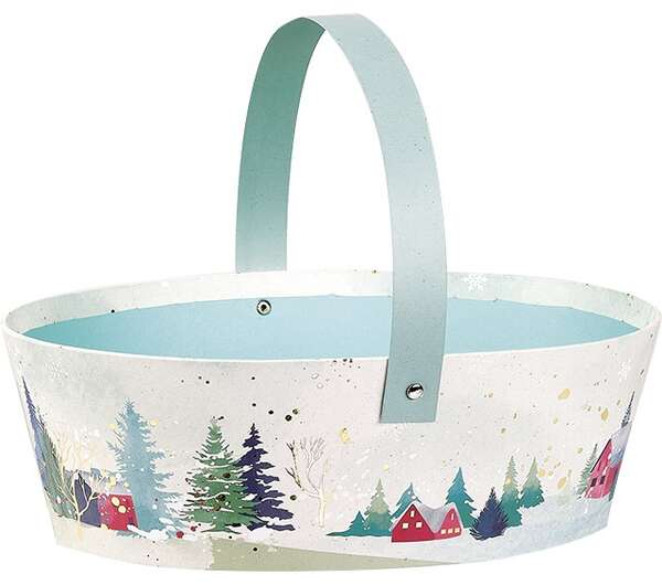 Product image Oval Cardboard Basket “Snowy Countryside” collection