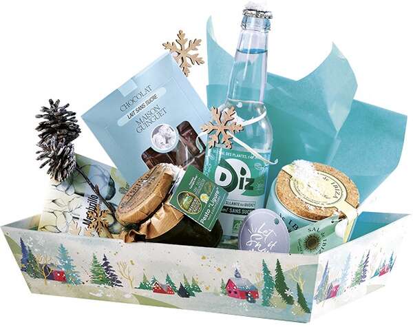 Product image Rectangular cardboard basket “Snowy Countryside” collection