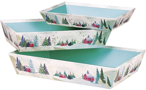 Product image Rectangular cardboard basket “Snowy Countryside” collection