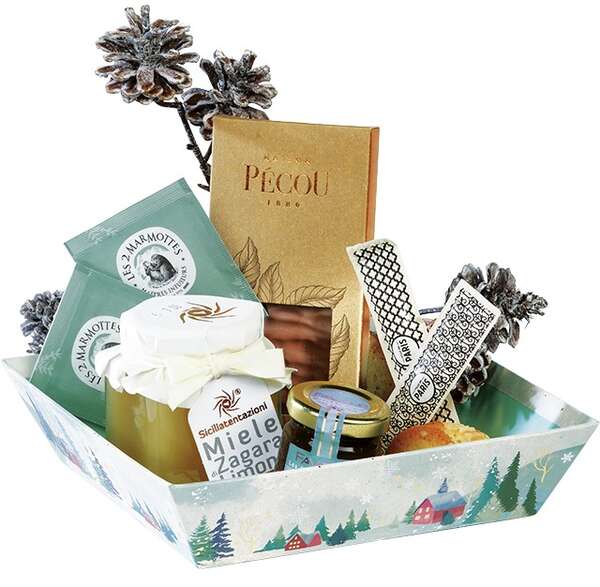 Product image Square Cardboard Basket “Snowy Countryside” Collection