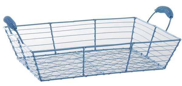 Product image Rectangular basket in blue lacquered metal