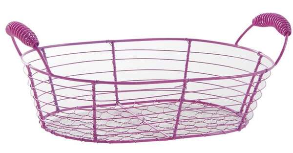 Product image Oval basket in pink lacquered metal