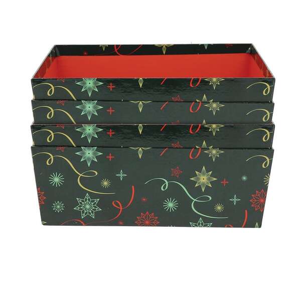Product image Stackable square cardboard Christmas green box with lid