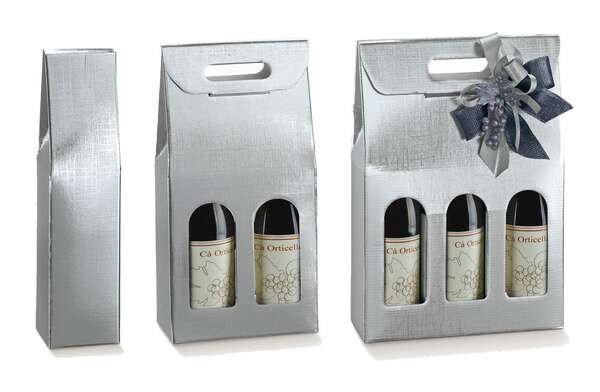 Product image Silver cardboard box 1,2,3 bottles 0.75l