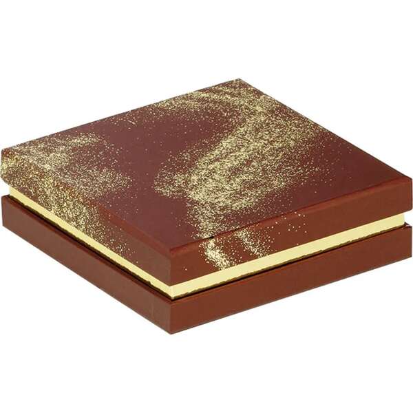 Product image Square cardboard box of chocolates, 3, 4, or 6 rows, POUDRE D'OR brown