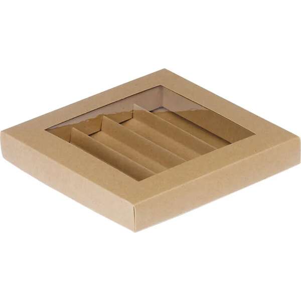 Product image Rectangular cardboard box for chocolates, 3, 4, or 5 rows, Kraft paper