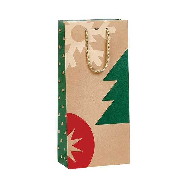 Product image Kraft paper bag for bottles, CHRISTMAS NATURE