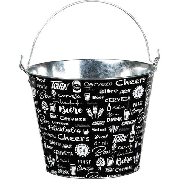 Product image Black/white metal bucket with beer decoration
