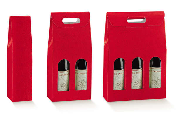 Product image Red cardboard box 1,2,3 bottles 0.75l