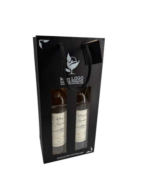 Product image Kraft bag MAT BLACK with window for 1, 2 and 3 bottles Customization possible)