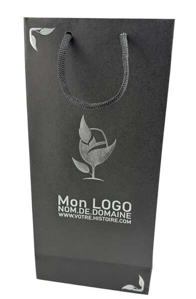 Product image Kraft bag MAT BLACK for 1 and 2 bottles (personnalisation possible)