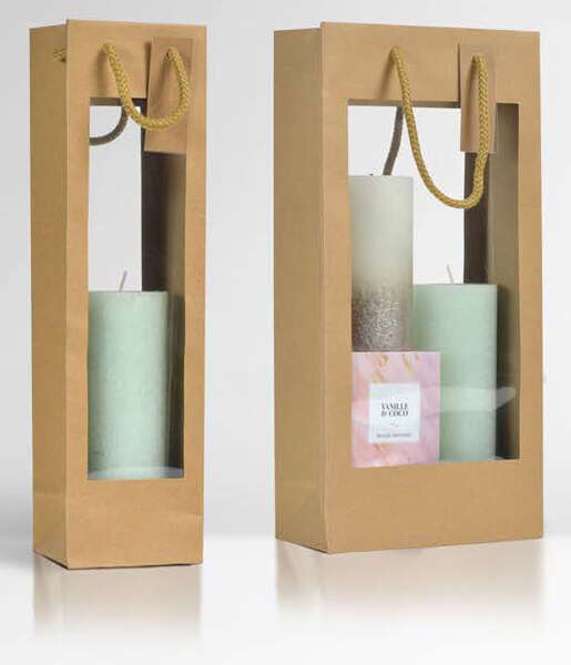 Product image Kraft Bag 1 and 2 bottles DOUBLE WINDOW