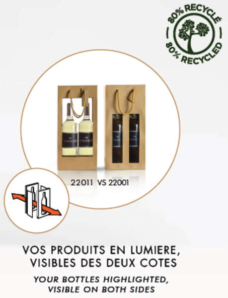 Product image Kraft Bag 1 and 2 bottles DOUBLE WINDOW