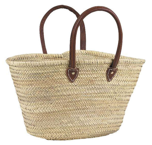 Product image Moses basket style palm straw bag, long handles