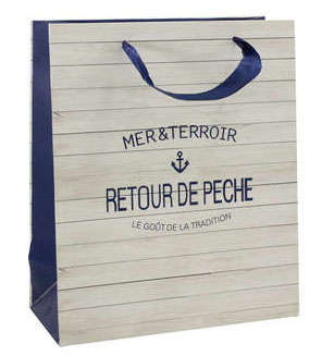 "Retour de pêche" rectangular cardboard bag : Bottles packaging