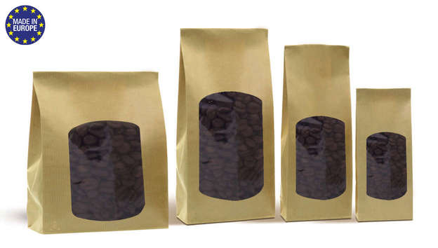 Mini kraft bags Recycled SOS with XXL window : Small bags