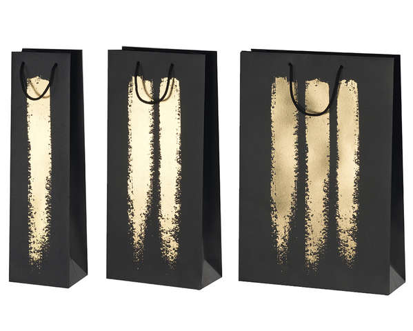 "Festive" bag for 1, 2 or 3 bottles, black/gold : Bottles packaging