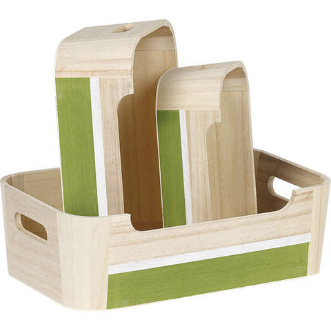 Wooden display tray, green : Trays, baskets