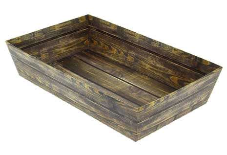 Display tray printed with "wooden planks effect" : Trays, baskets