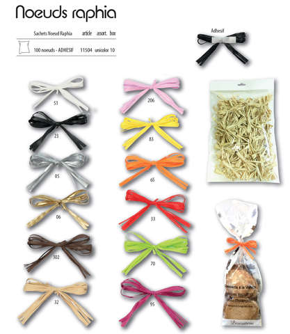 100 pack of adhesive raffia bows : 