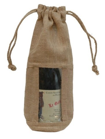 Jute bottle pouch for 1 bottle with window : Small bags