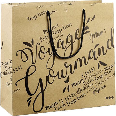 "Voyage Gourmand" kraft paper bag, black : Bags