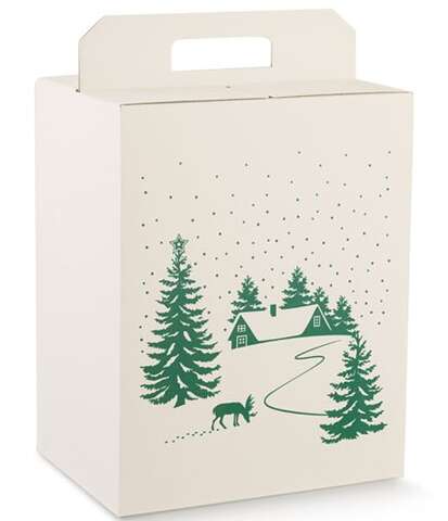 Gift box with fir tree decor, green  : Boxes
