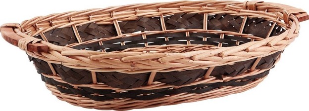 Wicker and tinted  wood basket 50-46x35x11cm : Trays, baskets