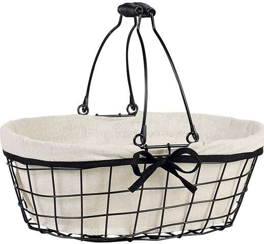 Panier métal ovale noir/tissu : Trays, baskets