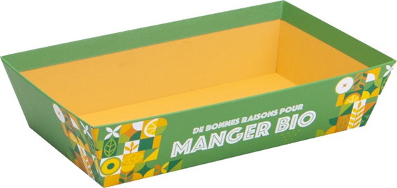 "Manger Bio" cardboard display tray : Trays, baskets